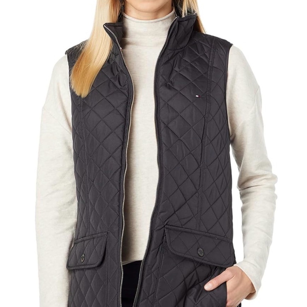 Tommy Hilfiger Women's Quilted Vest - Black, Red Lining